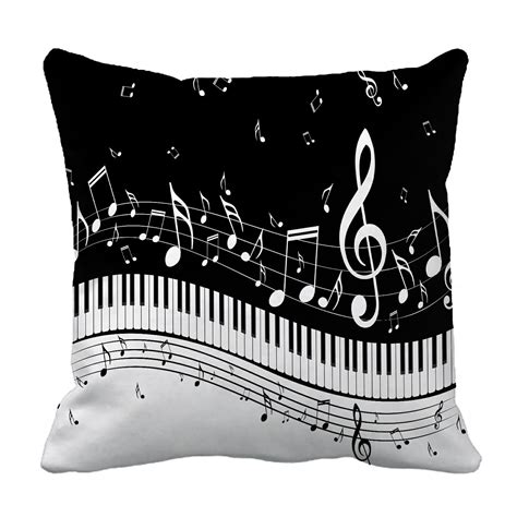 Eczjnt Piano Keys With Musical Notes Pillow Case Pillow Cover Cushion