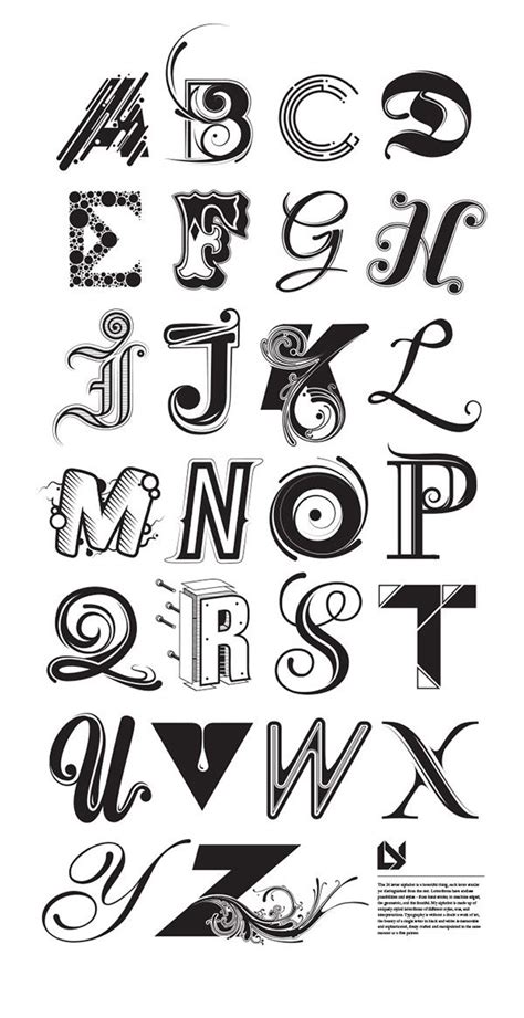 A Custom 26 Letter Alphabet Using Different Styles Of Typography For