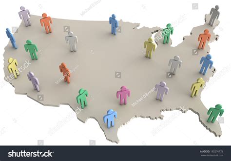 Group Of People On Map Of United States As Population Voters Consumers