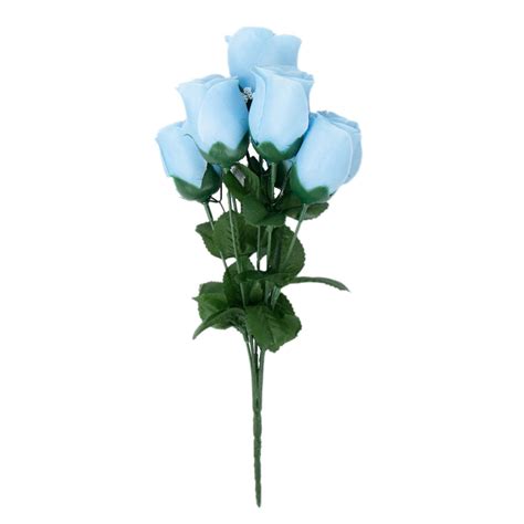 12 Bush Baby Blue 84 Rose Buds Real Touch Artificial Silk Flowers