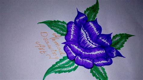 How To Make A Rose Flower Drawing Lll Ahmad Drawing Art Youtube