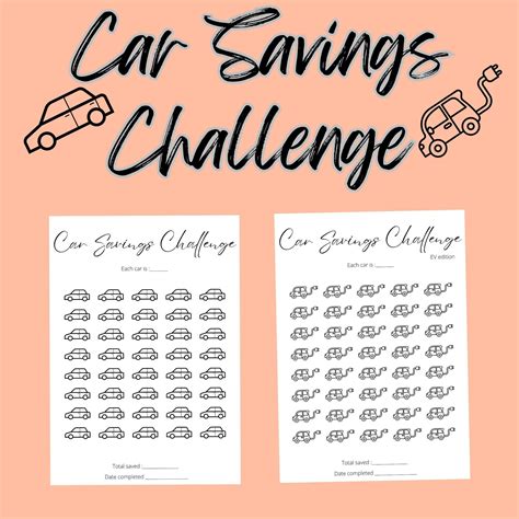 Car Savings Challenge EV Car Savings Challenge Digital Print - Etsy