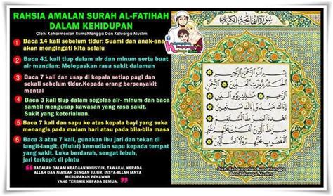 Apapun masalah yang sedang dirasakan, atau tujuan yang ingin dicapai bisa terlaksana jika kita mendekatkan diri kepada allah lewat membaca surat al fatihah 100 kali. galerifiza.blogspot.com: RAHSIA AL-FATIHAH DALAM KEHIDUPAN ...
