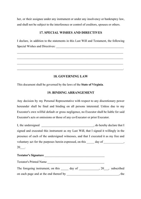 Virginia Last Will And Testament Template Fill Out Sign Online And