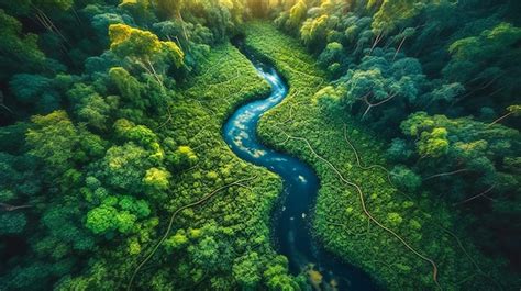 Premium Ai Image An Aerial Shot Of The Amazon Rainforest Showing A