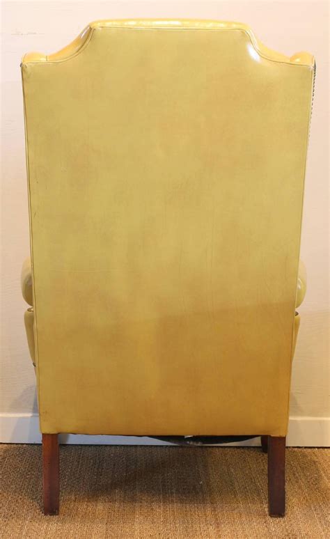 Mustard Yellow Leather Wing Chair At 1stdibs