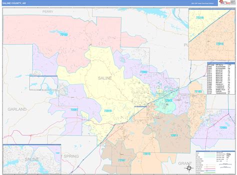 Saline County Ar Wall Map Color Cast Style By Marketmaps