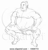 Sumo Wrestler Sketched Patrimonio Royalty Illustration Clipart Coloring Illustrations sketch template