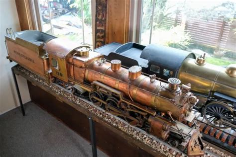 Large Antique 1900s Brass Handmade Live Steam Locomotive Train 6 Ft
