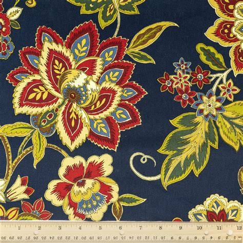 Waverly Inspirations 100 Cotton Duck 45 Width Floral Print Navy Color