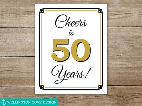 Printable Cheers To 50 Years Sign 50th Birthday 50th Etsy
