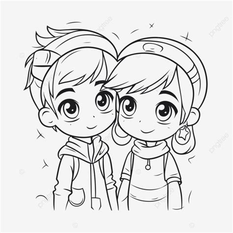 Dibujo De Dibujos Para Colorear Niños Y Niñas Animados Páginas Esquema