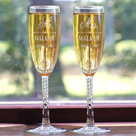 Engraved Mr And Mrs Glass Flutes Tsforyounow