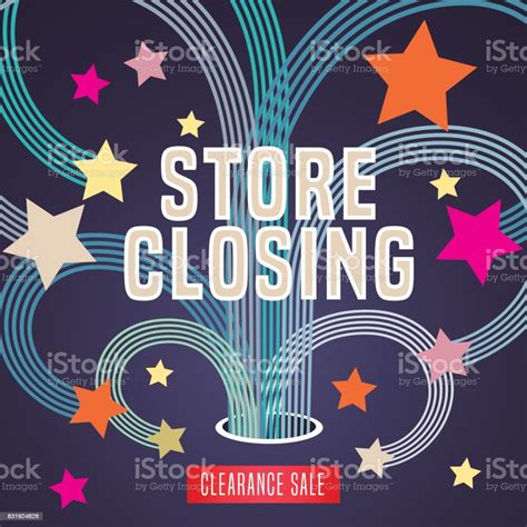 Store Closing Vector Illustration Background With Firework And
