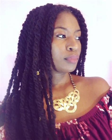 Such twisted updos for the natural hair allow you to have a formal look while protecting your strands from over styling and heat damage. Marley Twists on natural hair with gold beads @thatclassyafrochic | Natural hair twists, Natural ...
