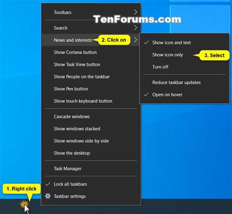Add Or Remove News And Interests Icon On Taskbar In Windows 10 Tutorials