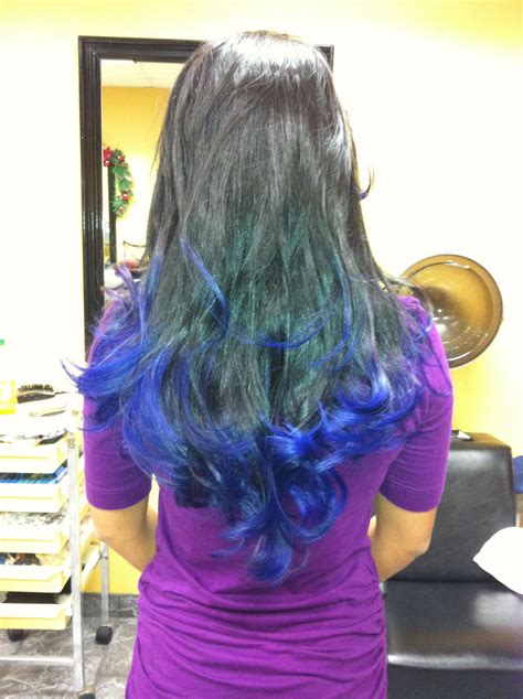 Blue Dip Dyed Blue Dip Dye Long Hair Styles Style