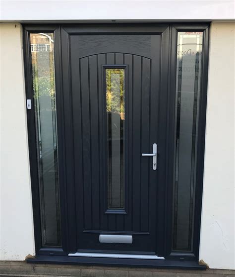 Palladio Composite Front Entrance Door In Anthracite Grey With 2 Full