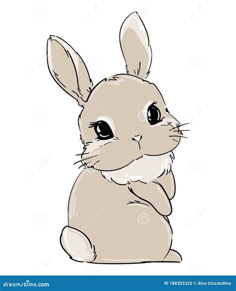 Hand Drawn Rabbit Cute Bunny Rabbit Cute Illustration Print For