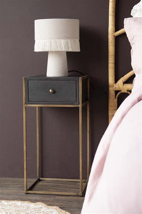 Black Wood And Brass Leg Bedside Table Rockett St George Bedside