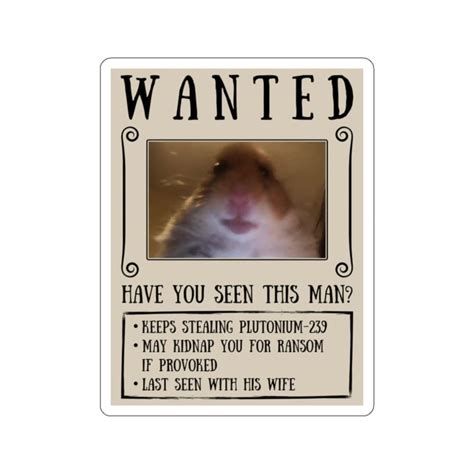 Staring Hamster Wanted Poster Sticker Hamster Stare Meme For Etsy