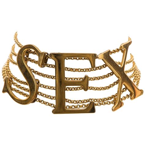 Dolce And Gabbana Runway Gold Tone Sex Choker Necklace Spring 2003
