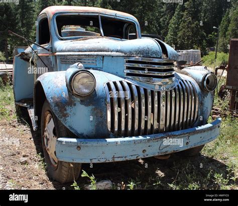 Old Blue Truck Stock Photo Alamy