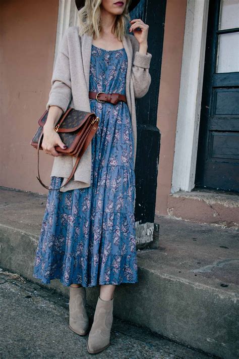 Cozy Meets Romantic Long Cardigan Over Floral Maxi Dress Meagans Moda