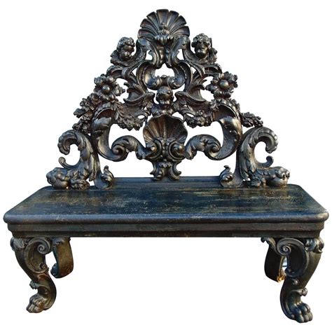 Period Italian Baroque Ebonized Bench 1 Baroque Furniture European