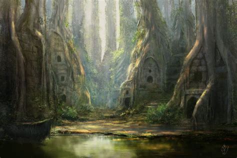 Forest Ruins Fantasy Landscape Art