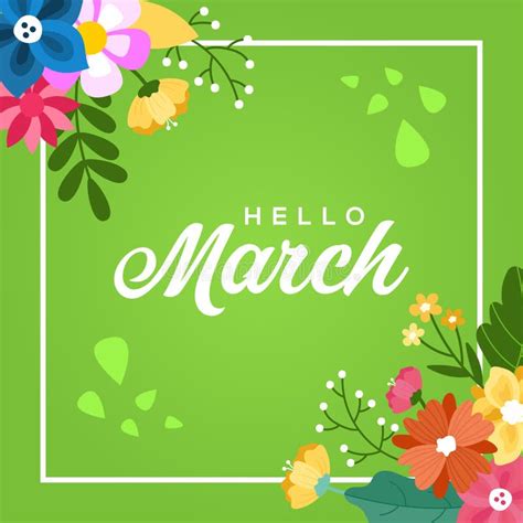 Hello March Banner Vector Design For Celebrate Moment Stock Vector