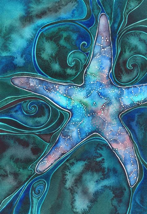 Sea Star Print Of Watercolour Starfish Painting Ocean Etsy In 2021