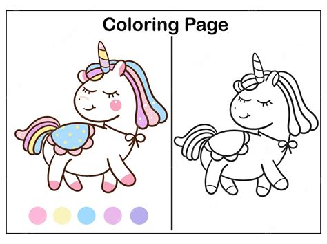 Premium Vector Coloring Unicorn Cartoon Worksheet Illustration
