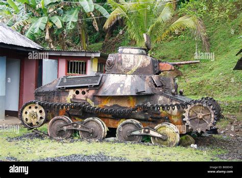 Old World War 2 Japanese Tank On The Island Of Pohnpei In Micronesia