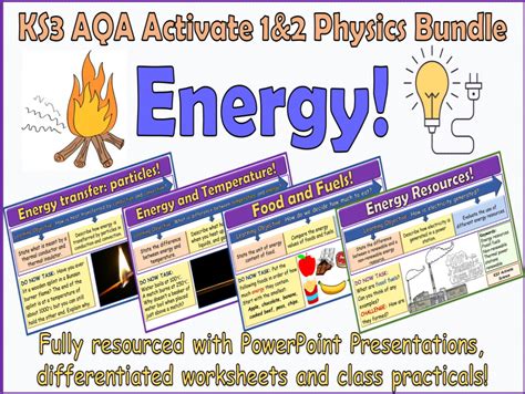 Energy Aqa Activate 1and2 Ks3 Science Bundle Teaching Resources