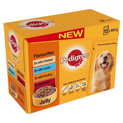 It contains optimal levels of calcium and phosphorus for growing bones, dietary fibre for digestive health, omega 6 and zinc for healthy skin i found pedigree puppy wet food to be ok. Pedigree Wet Dog Food Pouches (Adult) - Favourites in ...