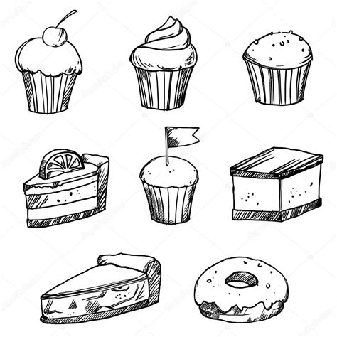 Set Of Vector Doodle Hand Drawn Cakes — Stock Vector © Lunter 39017283