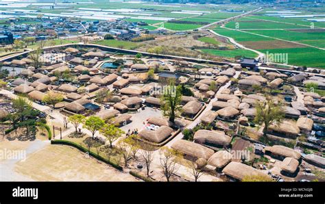 Aerial View Of Traditional Folk Village In Suncheon City Of South Korea