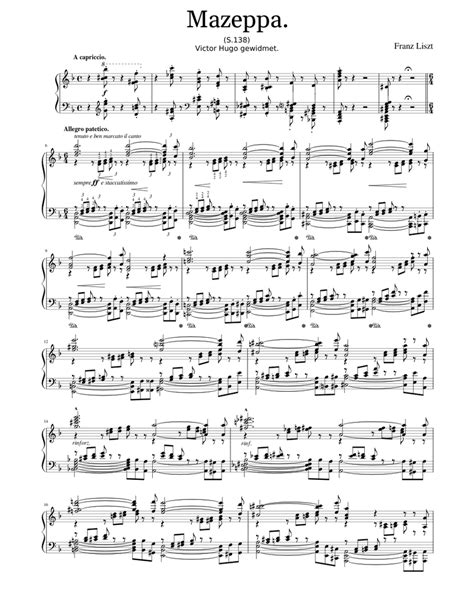 Mazeppa S138 Franz Liszt Sheet Music For Piano Solo