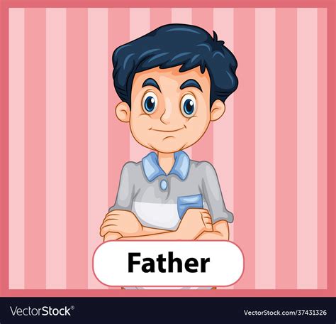 Educational English Word Card Father Royalty Free Vector