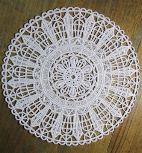 machine embroidered lace doily etsy