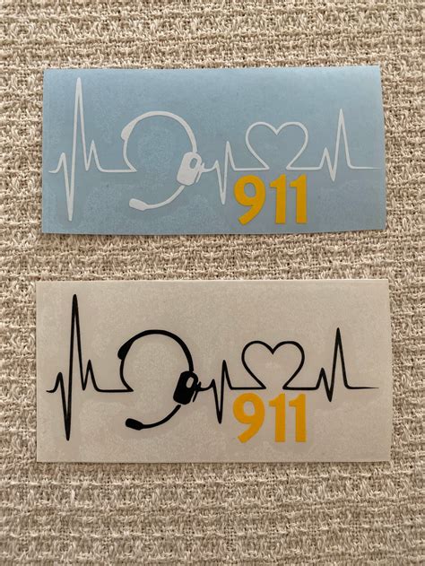 911 Dispatcher Heart Line Decal With Headset Etsy