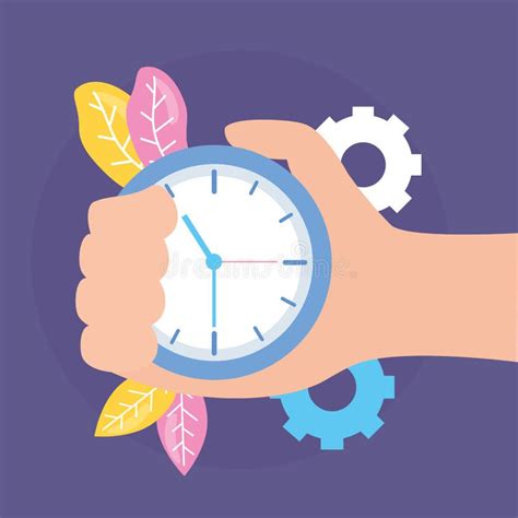Hand With Clock Time Stock Vector Illustration Of Flat 145449385