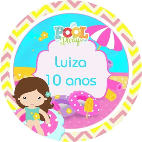 Adesivo Etiqueta Latinhas Pool Party Meninas 100 Unidades Elo7