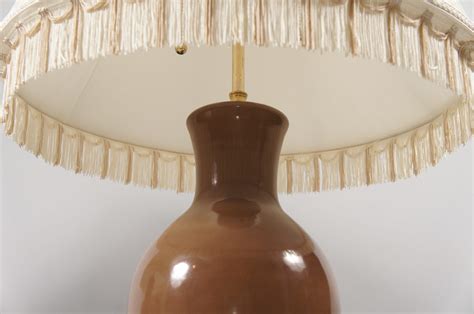 Pair Of Ceramic Lamps With Custom Silk Pleated Shade Naga Antiques