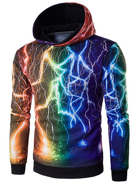 17 Off Hooded 3d Colorful Lightning Print Cool Hoodie Rosegal