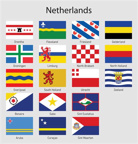 Banderas De El Provincias De Países Bajos Todas Holandés Regiones Bandera Co 21983577 Vector En