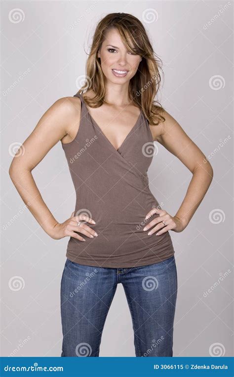 Brunette In Jeans Royalty Free Stock Photo Image