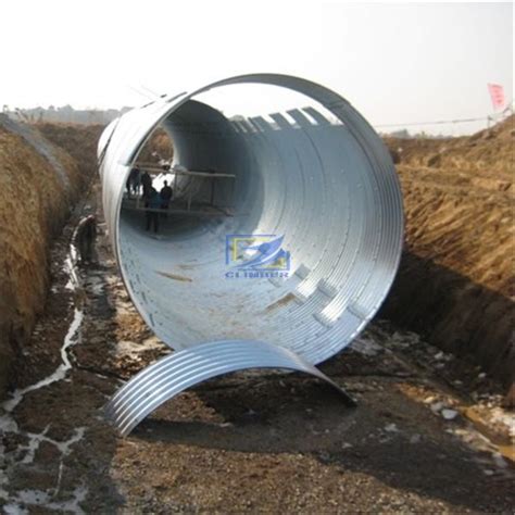 Corrugated Metal Pipe As The Large Culvert In Road