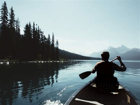 Hd Wallpaper Man On Canoe Sailing On The River Man Paddling Paddle